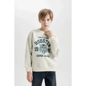 D3030 Bisiklet Yaka Baskılı Sweatshirt