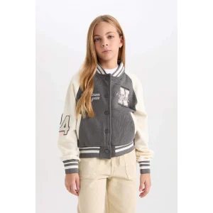 D3108 Nakışlı Kolej Yaka Bomber Hırka