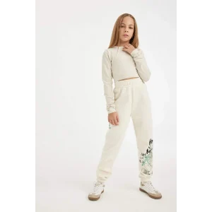 D3207 Beli Paçası Lastikli Baskılı Jogger Eşofman Altı