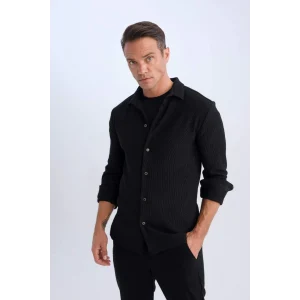 D3692 Modern Fit Polo Yaka Uzun Kollu Gömlek