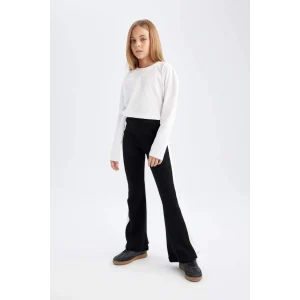 D3888 Standart Boy İspanyol Paça Basic Düz Tayt