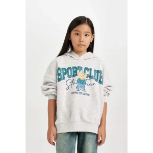 D4382 Oversize Geniş Kalıp Kapüşonlu Baskılı Sweatshirt