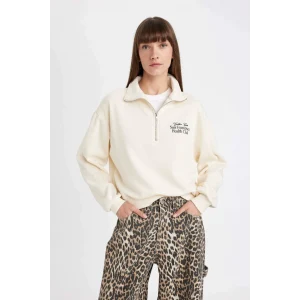 D5298 Yarım Fermuarlı Dik Yaka Kalın Sweatshirt