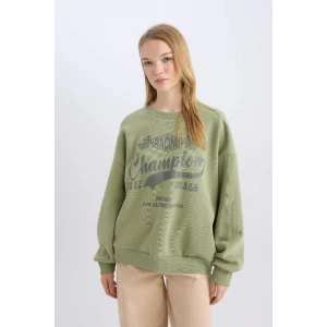 D5384 Coool Oversize Fit Baskılı Kalın Sweatshirt
