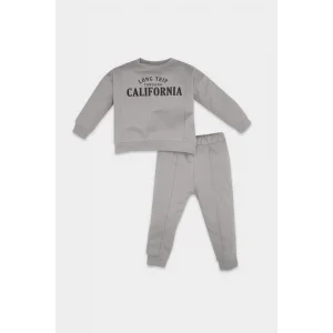 D6262 Erkek Bebek Baskılı İnce Sweatshirt Eşofman Altı 2li Takım