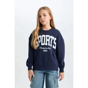 D6626 Relax Fit Bisiklet Yaka Baskılı Sweatshirt