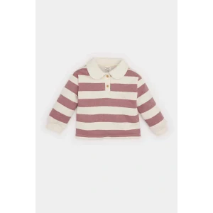 Defacto Kız Bebek Bebe Yaka İçi Yumuşak Tüylü Çizgili Sweatshirt D6676A524WN