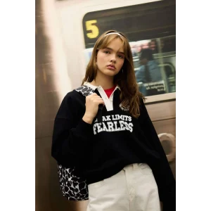 D6693 Coool Oversize Fit Polo Yaka Sweatshirt