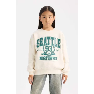 D7057 Relax Fit Bisiklet Yaka Baskılı Sweatshirt