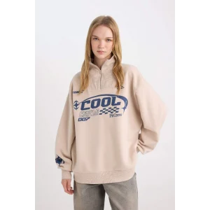 D7565 Coool Oversize Yarım Fermuarlı Sweatshirt