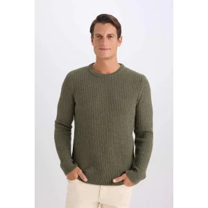 E0811 Standart Fit Bisiklet Yaka Dokulu Triko Kazak