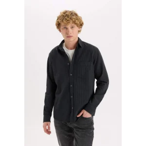 E1944 Regular Fit Çizgili Pamuklu Uzun Kollu Gömlek