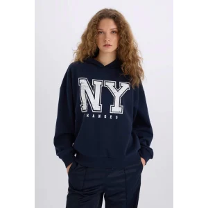 E3332 Loose Fit Kapüşonlu Baskılı Kalın Kumaş Sweatshirt