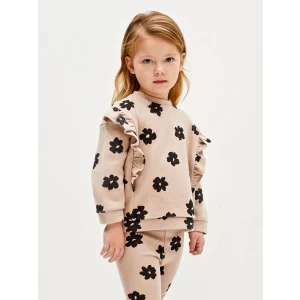 LCW baby Bej Bisiklet Yaka Kız Bebek Sweatshirt