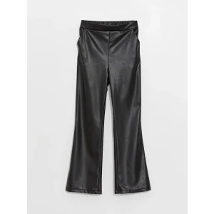 LCW Kids Siyah Beli Lastikli Deri Görünümlü Kız Çocuk Pantolon