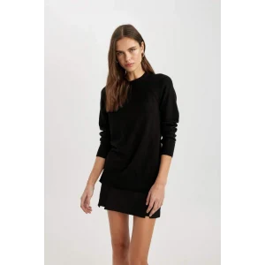 I6913 Yumuşak Dokulu Bisiklet Yaka Reglan Kol Basic Düz Triko Kazak