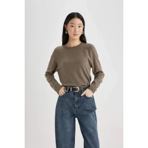 I6913 Regular Fit Yumuşak Dokulu Bisiklet Yaka Basic Düz Triko Kazak