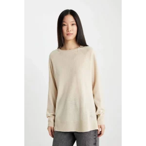 I6913 Yumuşak Dokulu Bisiklet Yaka Reglan Kol Basic Düz Triko Kazak