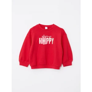 LCW baby Kırmızı Bisiklet Yaka Uzun Kollu Baskılı Kız Bebek Sweatshir