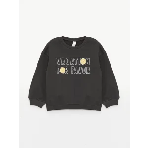 LCW baby Haki Bisiklet Yaka Uzun Kollu Baskılı Kız Bebek Sweatshirt