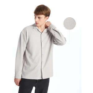 LCW Casual Gri Regular Fit Uzun Kollu Erkek Dokulu Gömlek