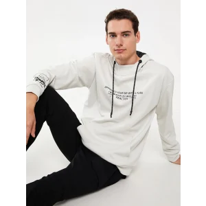 LCW Casual Gri Uzun Kollu Baskılı Erkek Hoodie