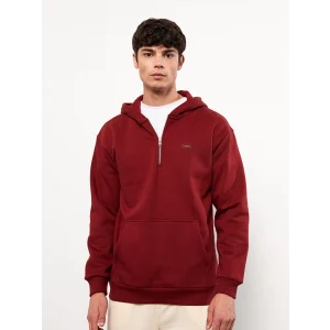 LCW Casual Kırmızı Uzun Kollu Baskılı Erkek Kalın Hoodie