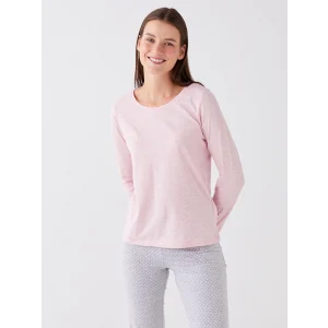 LCW DREAM Gri Bisiklet Yaka Düz Uzun Kollu Kadın Pijama Takımı