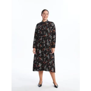 LCW Grace Siyah Desenli Kadın Gömlek Elbise