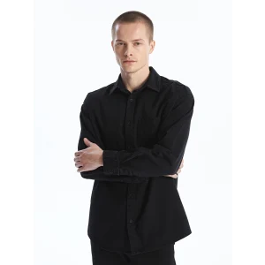 LCW Jeans Siyah Rahat Kalıp Uzun Kollu Erkek Jean Gömlek