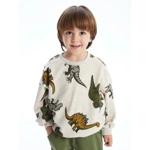 LCW Kids Beyaz Bisiklet Yaka Erkek Çocuk Sweatshirt ve Eşofman Alt 2li