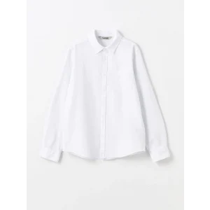 LCW Kids Beyaz Uzun Kollu Dokulu Erkek Çocuk Gömlek