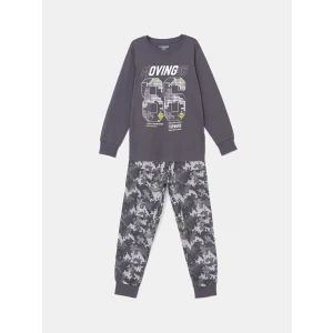 LCW Kids Gri Bisiklet Yaka Erkek Çocuk Pijama Takımı