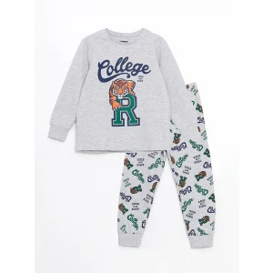 LCW Kids Gri Bisiklet Yaka Erkek Çocuk Pijama Takımı