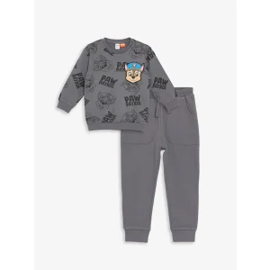 LCW Kids Gri Paw Patrol Baskılı Erkek Çocuk Sweatshirt ve Eşofman Alt 2li Takım