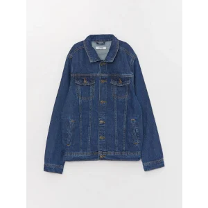 LCW Kids İndigo Gömlek Yaka Erkek Çocuk Jean Ceket
