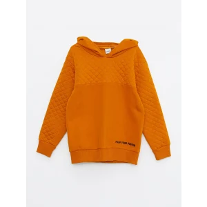 LCW Kids Sarı Kapüşonlu Kapitone Desenli Uzun Kollu Erkek Çocuk Sweatshirt
