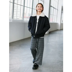 LCW Kids Siyah Beli Lastikli Ekose Kız Çocuk Pantolon