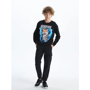 LCW Kids Siyah Beli Lastikli Erkek Çocuk Kargo Jean Pantolon