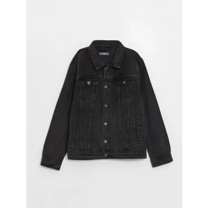 LCW Kids Siyah Gömlek Yaka Erkek Çocuk Jean Ceket