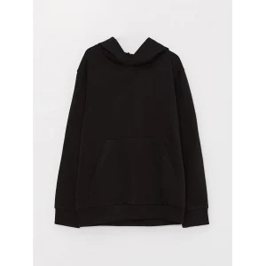 LCW Kids Siyah Kapüşonlu Basic Uzun Kollu Erkek Çocuk Sweatshirt