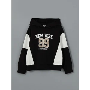 LCW Kids Siyah Kapüşonlu Kız Çocuk Sweatshirt