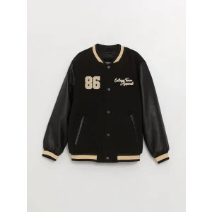 LCW Kids Siyah Kolej Yaka Nakışlı Erkek Çocuk Mont