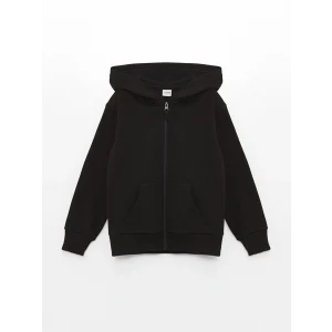 LCW Kids Siyah Uzun Kollu Kız Çocuk Kalın Fermuarlı Sweatshirt