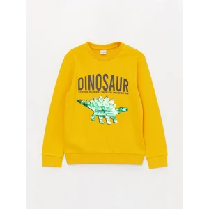 LCW Kids Turuncu Bisiklet Yaka Baskılı Uzun Kollu Erkek Çocuk Tişört