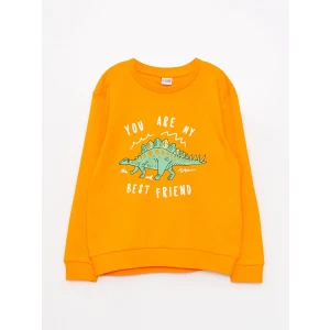 LCW Kids Turuncu Bisiklet Yaka Baskılı Uzun Kollu Erkek Çocuk Tişört