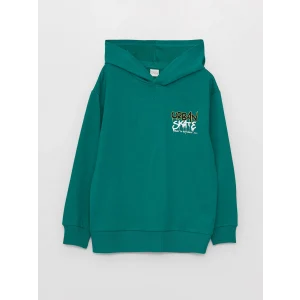 LCW Kids Yeşil Baskılı Uzun Kollu Erkek Çocuk Hoodie