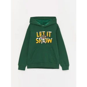 LCW Kids Yeşil Yılbaşı Temalı Uzun Kollu Erkek Çocuk Hoodie