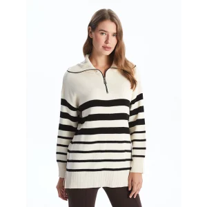 LCW Modest Ekru Dik Yaka Kadın Triko Kazak