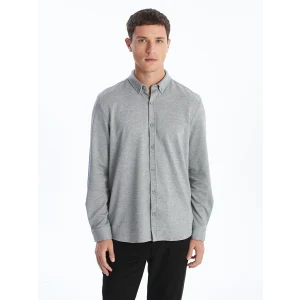 LCW Vision Gri Slim Fit Uzun Kollu Erkek Gömlek